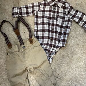 Carter's Brown and White Plaid Onesie